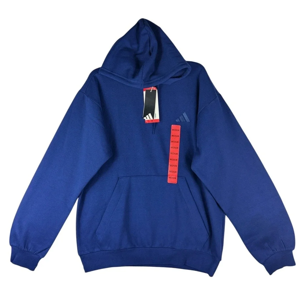 Adidas Mens FL SL Hoodie Dark Blue Fleece Pullover Sweatshirt JY9068 Medium NWT